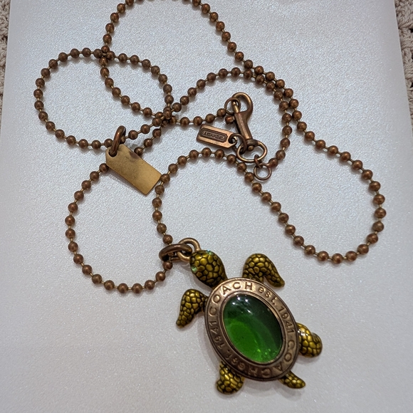 Coach Turtle Pendant Necklace with Green Gem - Picture 1 of 6